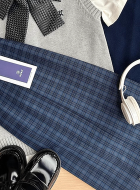 津优高校/瞳福掌柜原创jk制服格裙TR校供感小格子55cm长裙优等生