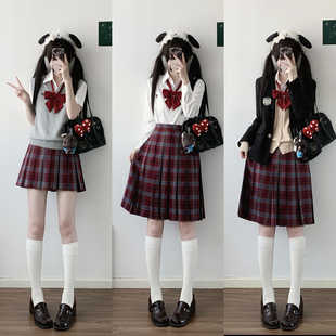 春日铃奈/瞳福掌柜jk制服格裙红豆冰TR校供感红格学院风55长裙