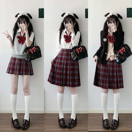 红豆冰TR面料学院风jk制服送领结