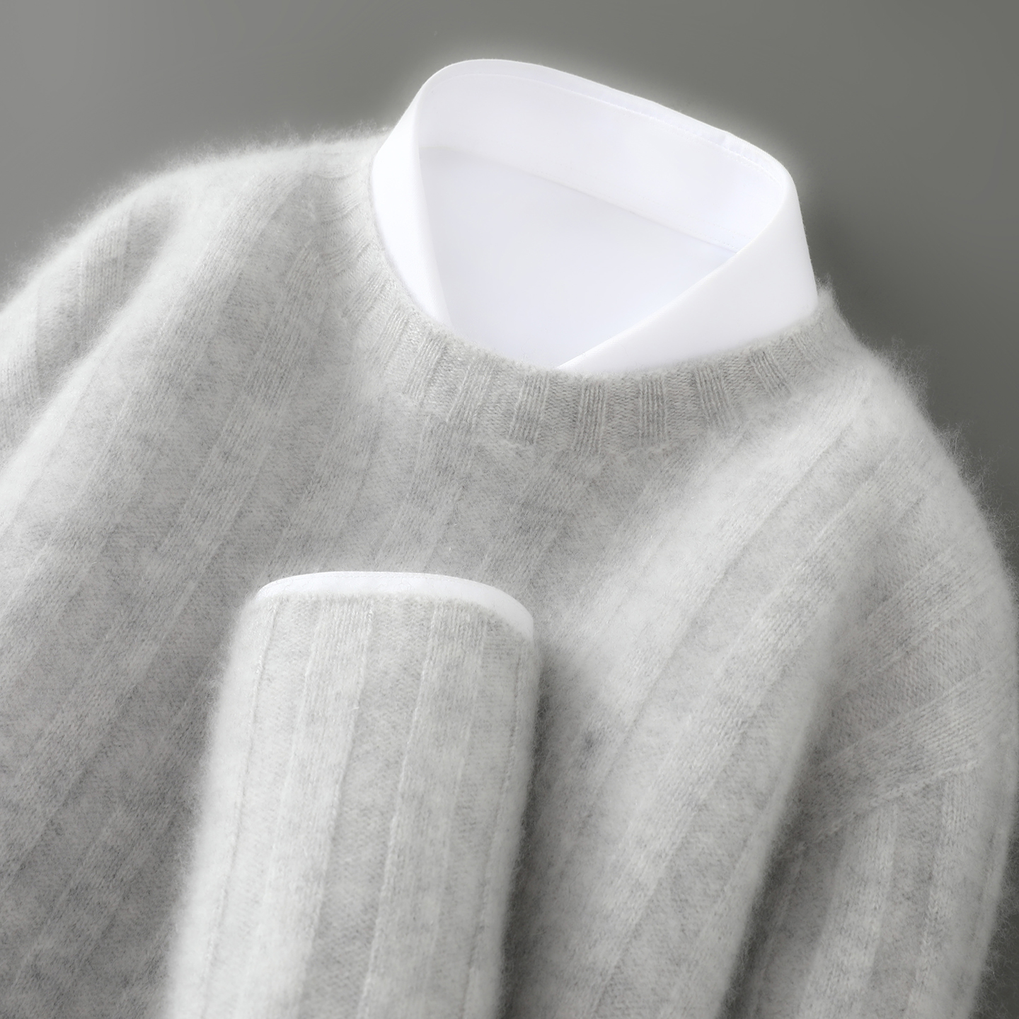 100%澳洲纯羊毛衫男士圆领加厚毛衣羊绒衫宽松大码抽条针织打底衫