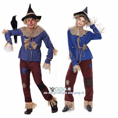 万圣节cos亲子服装情侣稻草人演出服 男女稻草人绿野仙踪角色扮演