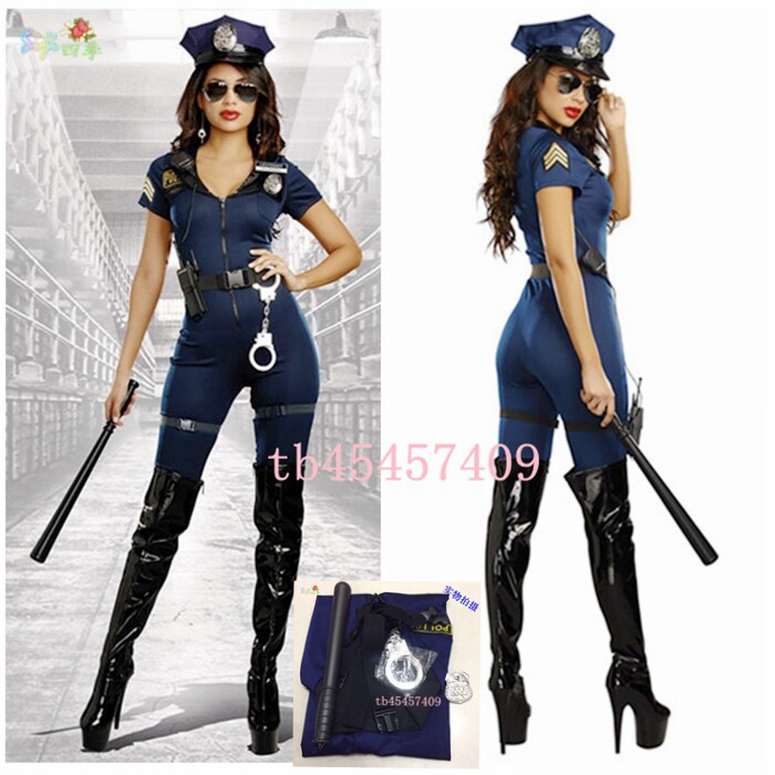 2017新款连体女警察服cosplay女警情趣制服角色扮演服万圣节服装