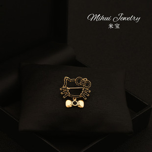 日韩可爱猫咪领口小别针防走光固定扣针精致闪耀西装外套胸花配饰