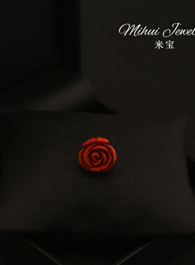 朱砂红色立体玫瑰花小领针收领口别针气质花朵迷你胸针防走光配饰