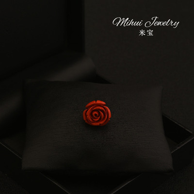 朱砂红色立体玫瑰花小领针收领口别针气质花朵迷你胸针防走光配饰