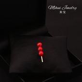 幸福团圆可爱糖葫芦迷你小胸针领口防走光小扣针添喜红色小领针女