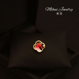 鸿运马年红色喜庆小胸针领口气质马头扣针新年中式配饰固定衣服扣