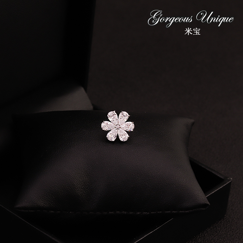 迷你小号锆石花朵夏季固定扣领针