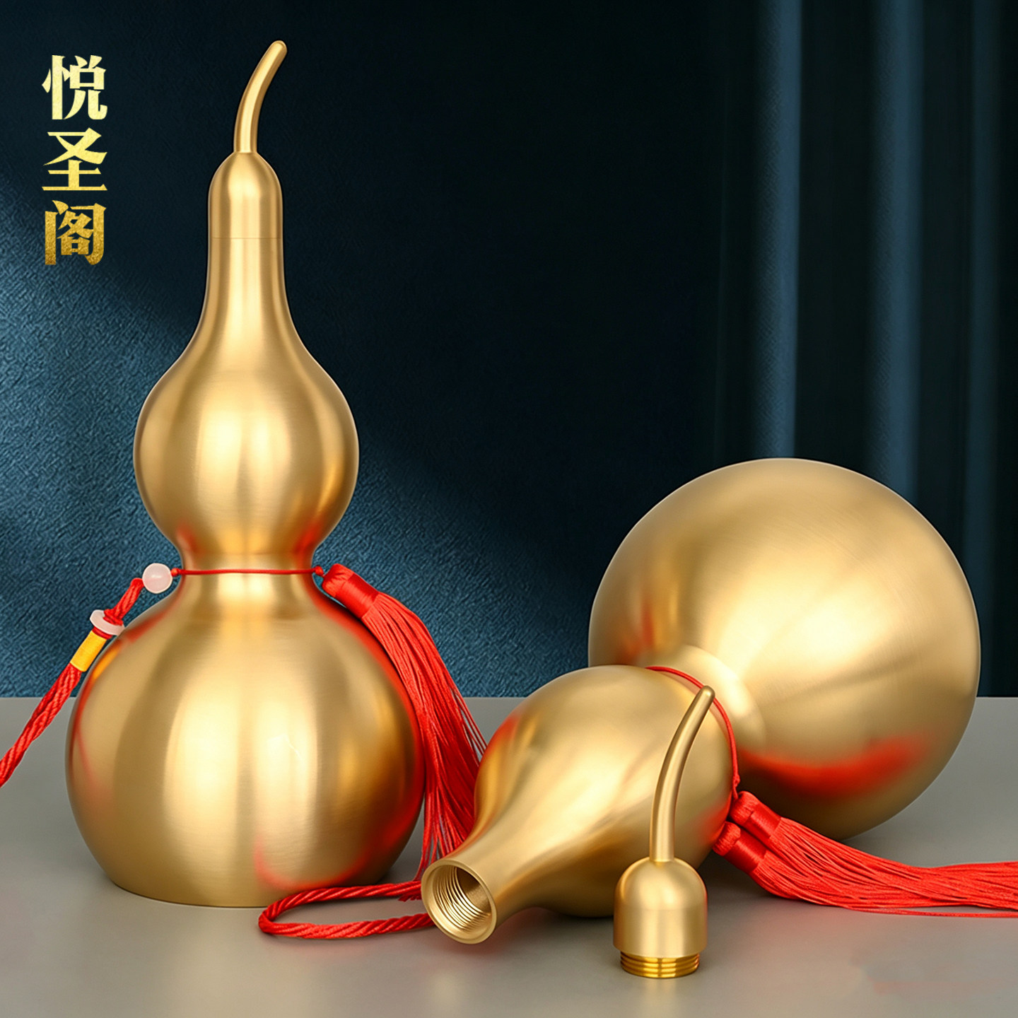 纯黄铜铜葫芦摆件八卦挂件黄铜开口开盖空心客厅卧室胡葫卢工艺品图片