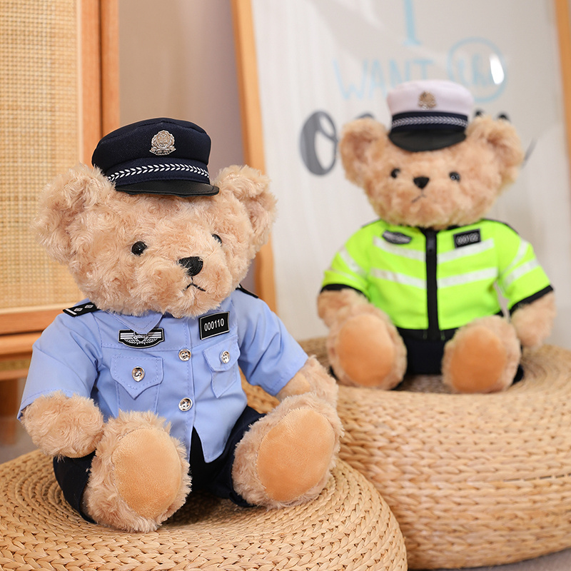 警察小熊公仔交警小熊玩偶制服消防熊泰迪熊毛绒玩具生日毕业礼物