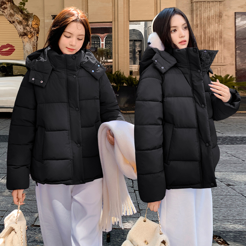 羽绒棉服女装2025秋冬季新款棉衣短款宽松连帽加厚面包服外套棉袄