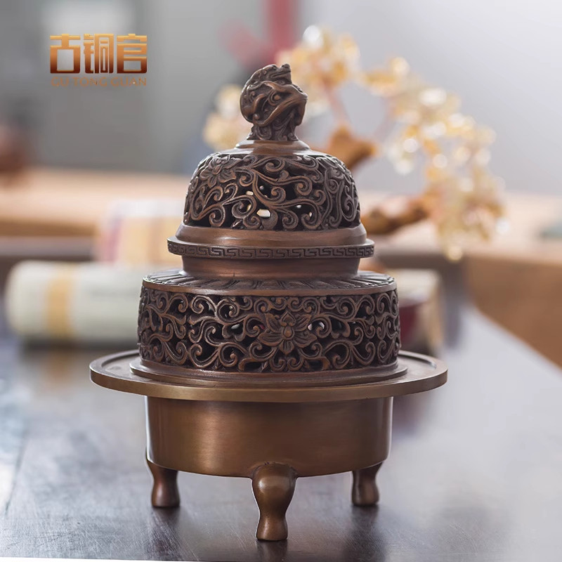 仿古紫铜香炉收藏家用手工铜熏香炉宣德炉香插室内香道用品工艺品,家居饰品,装饰摆件,淘宝优惠券,粉丝福利购,淘宝优惠卷