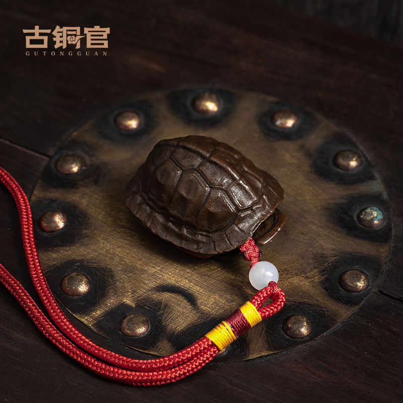 古铜官黄铜新中式龟壳手把件