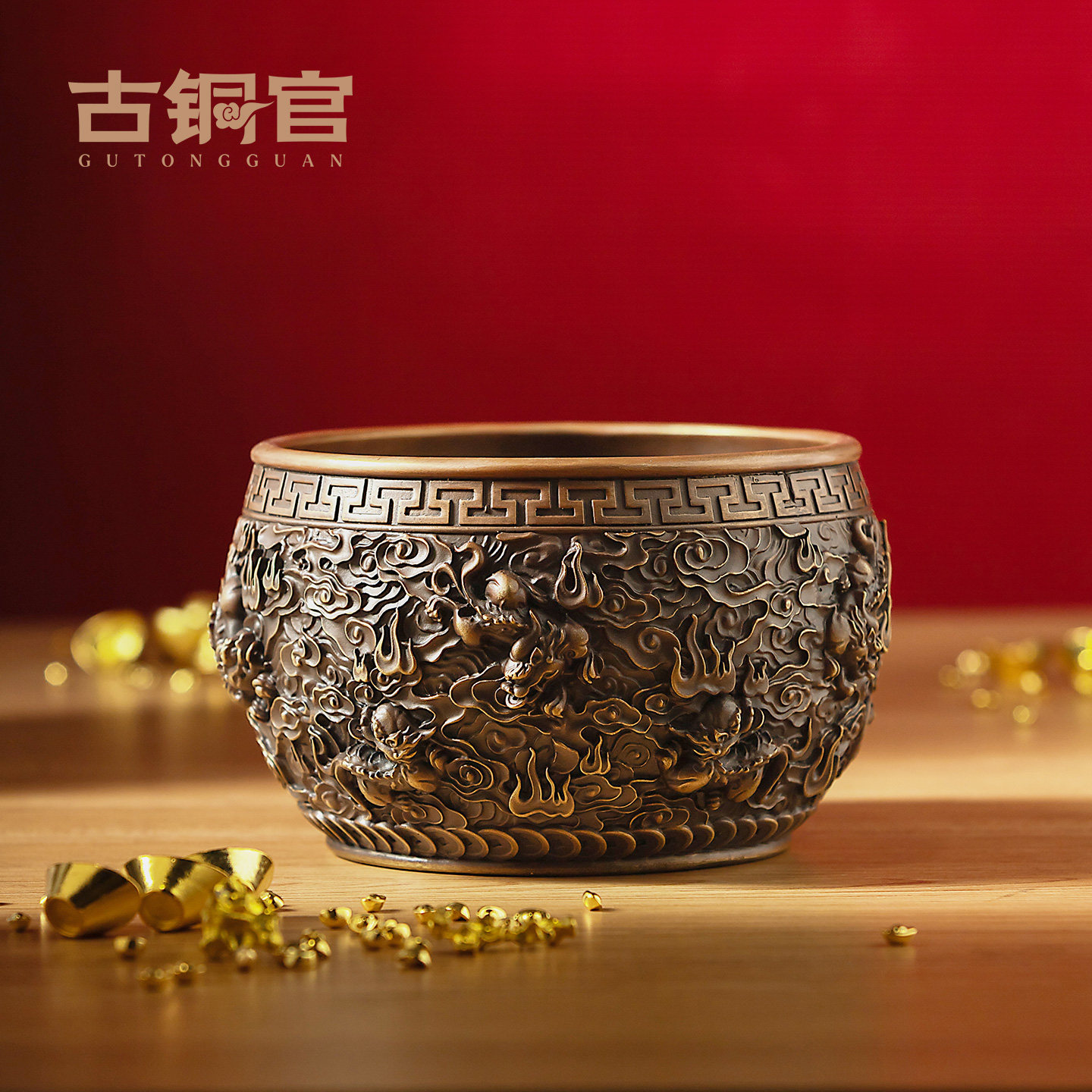 八方来财貔貅聚宝盆招财聚财纯黄铜工艺品客厅办公室米缸高档礼品,家居饰品,装饰摆件,淘宝优惠券,粉丝福利购,淘宝优惠卷