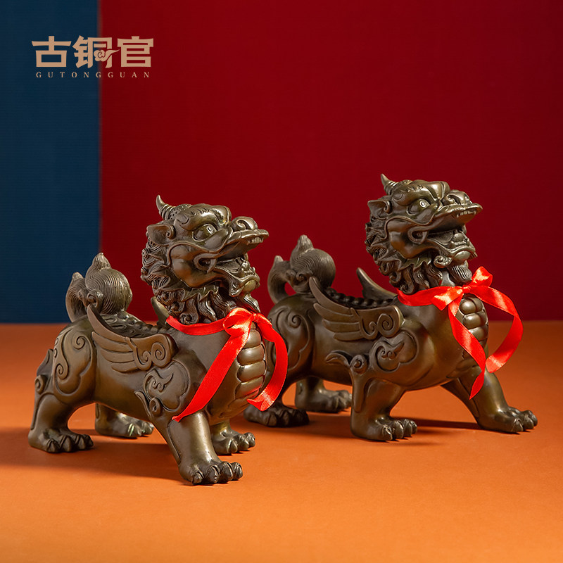 铜貔貅摆件一对家居装饰品客厅办公桌博古架乔迁新居店铺开业礼品
