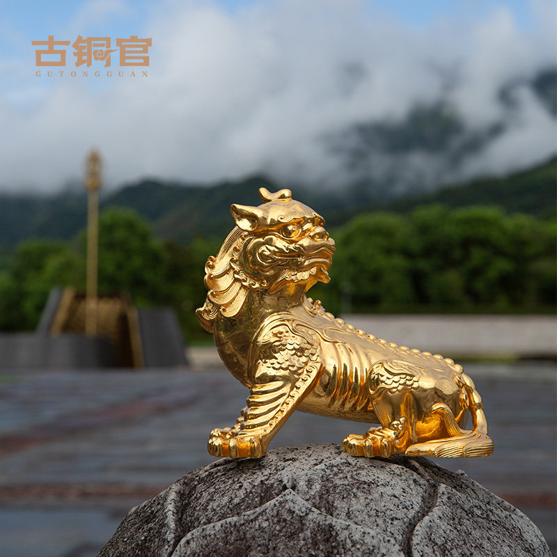 九华山谛听铜摆件地藏王坐骑贴24k真金工艺品家居客厅玄关装饰品,家居饰品,装饰摆件,淘宝优惠券,粉丝福利购,淘宝优惠卷