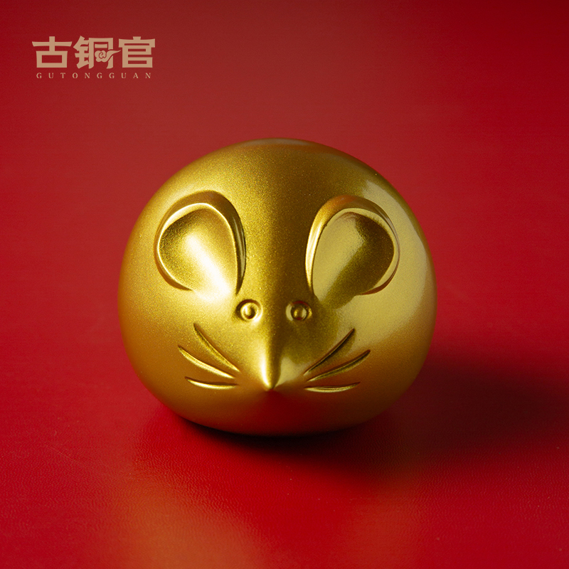 卡通生肖老鼠车载摆件汽车挂件内饰品铜工艺品家居客厅可爱吉祥物