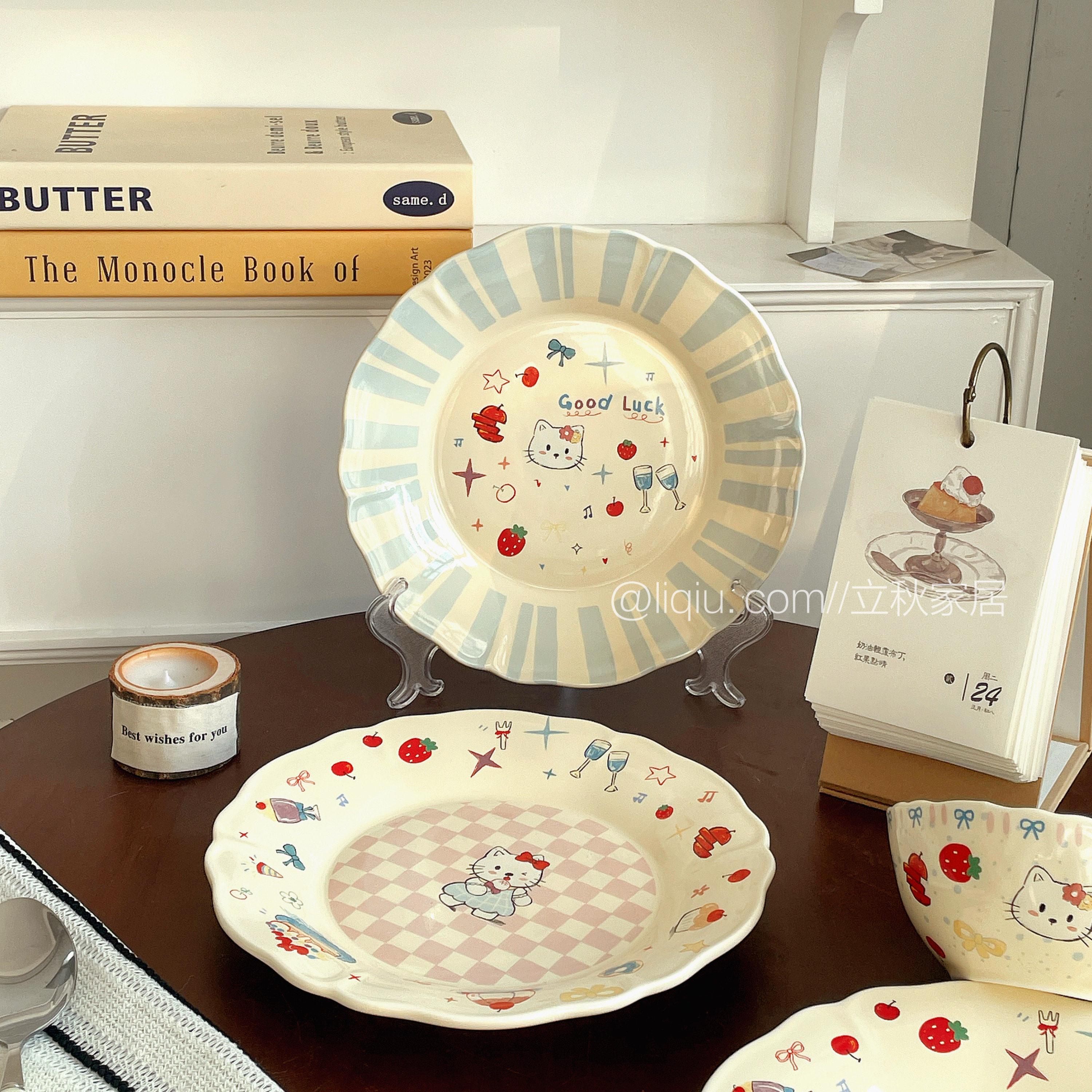 ins盘子陶瓷可爱早餐盘家用菜盘深盘米饭碗好看点心甜品盘意面盘