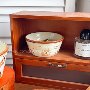 卡通小狗图案陶瓷饭碗套餐家用陶瓷饭碗大容量泡面碗儿童饭碗