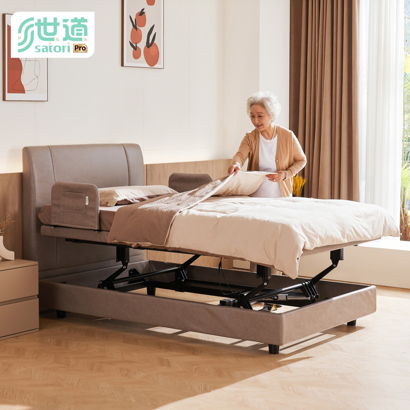 世道电动床老人多功能智能床单人老人床家用电动护理床全自动升降