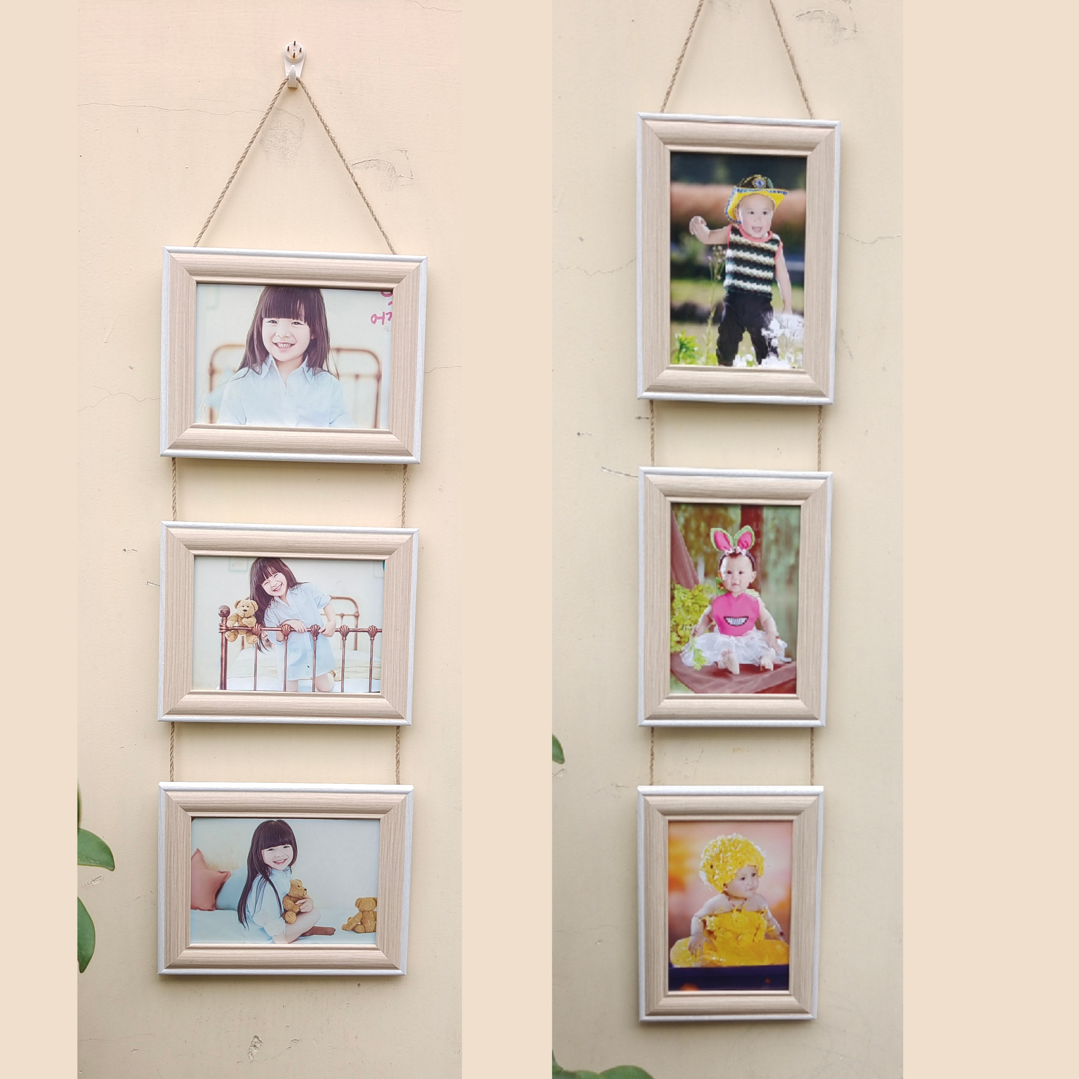 相框挂墙5五6六7七8八10十A4寸麻绳挂式二连三联组合框打印照片墙