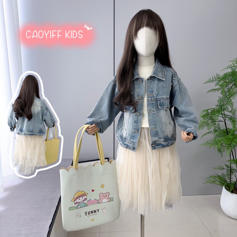 啦芙莱童装2025春新款韩版女童闪钻牛仔衫中大童短款洋气外套2216