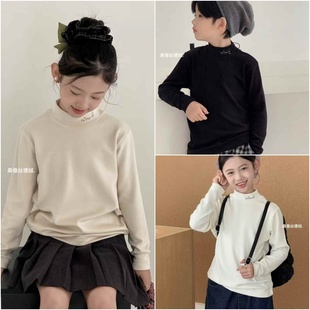 男女童保暖上衣9059 儿童半高领德绒打底衫 大E小e童装 2025秋冬新款
