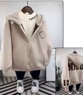 牛哆哆童装冬季 韩版男女童保暖拉链衫 儿童摇粒绒连帽外套 36165