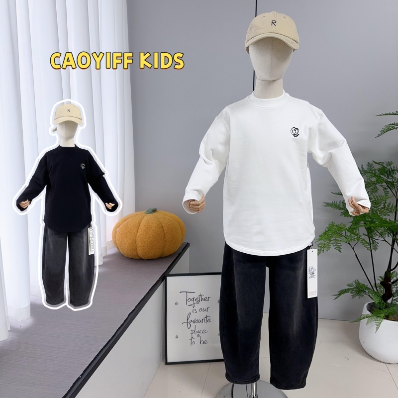 嗨大E小e圆领韩版长袖T恤