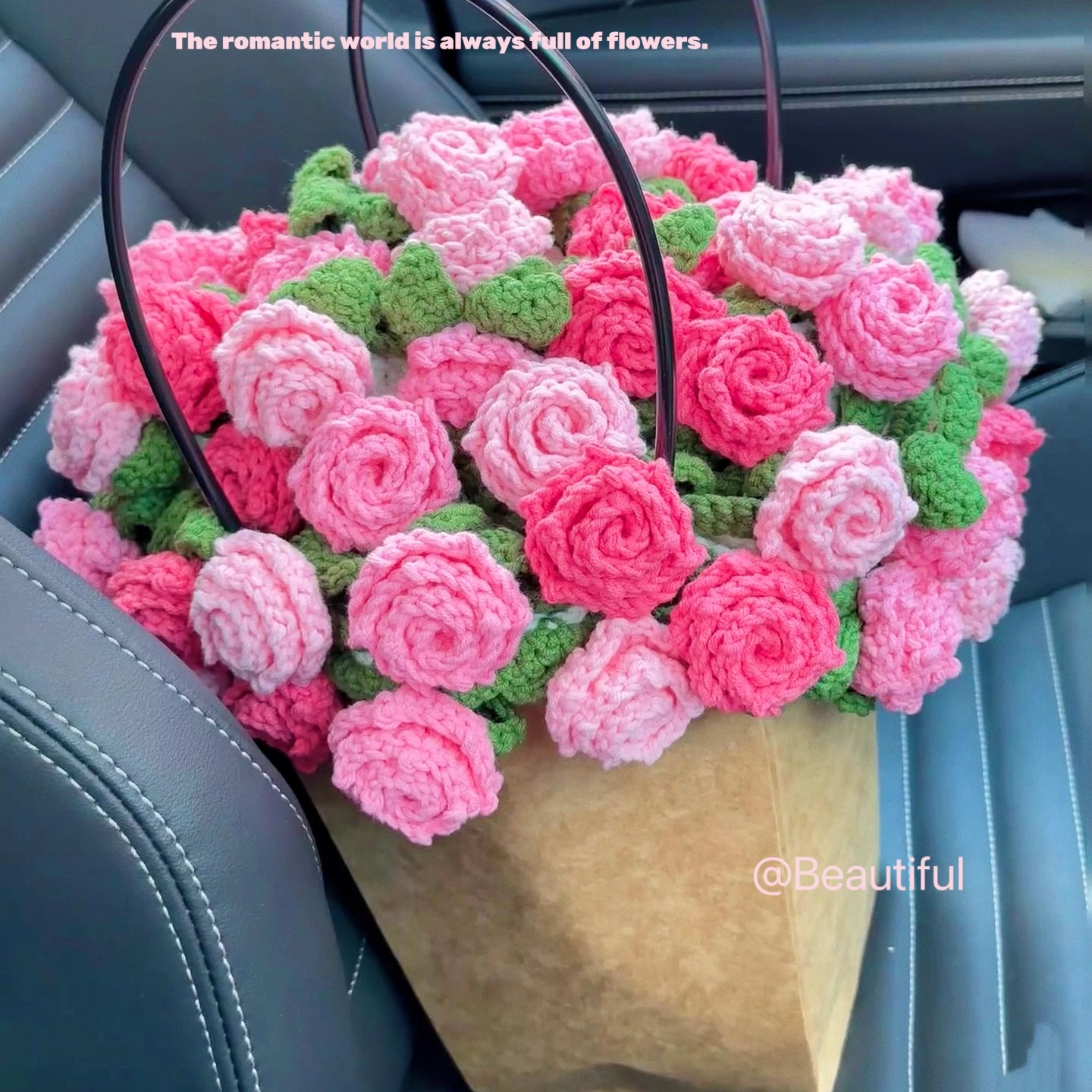 尖角玫瑰花束毛毯子diy编织