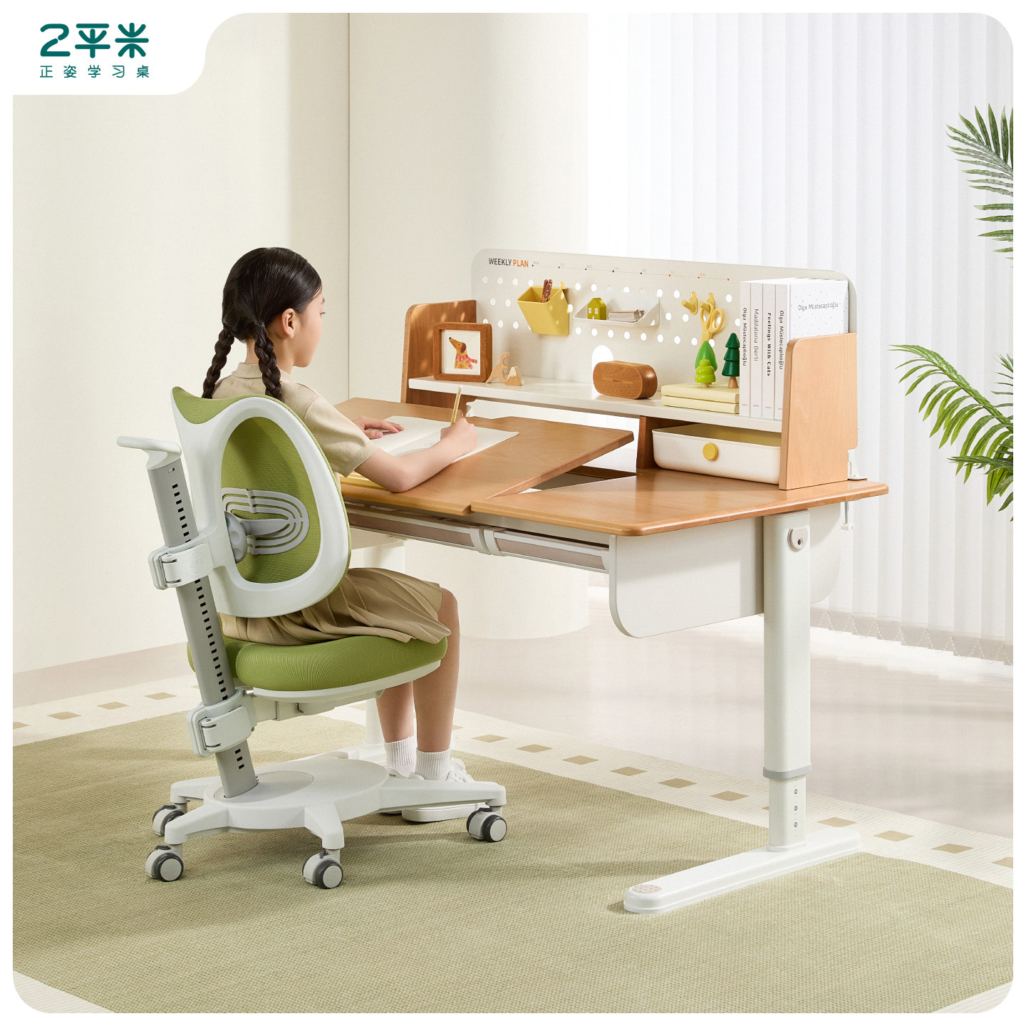 2平米儿童学习桌可升降中小学生家用桌椅套装书桌学习工场S
