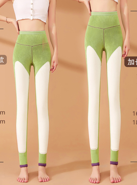 学生加厚女内穿高腰保暖裤175加长紧身校服神器一体加绒打底棉裤