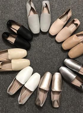 maud frizon外贸英伦风小皮鞋女2025新款百搭四季两穿单鞋豆豆鞋