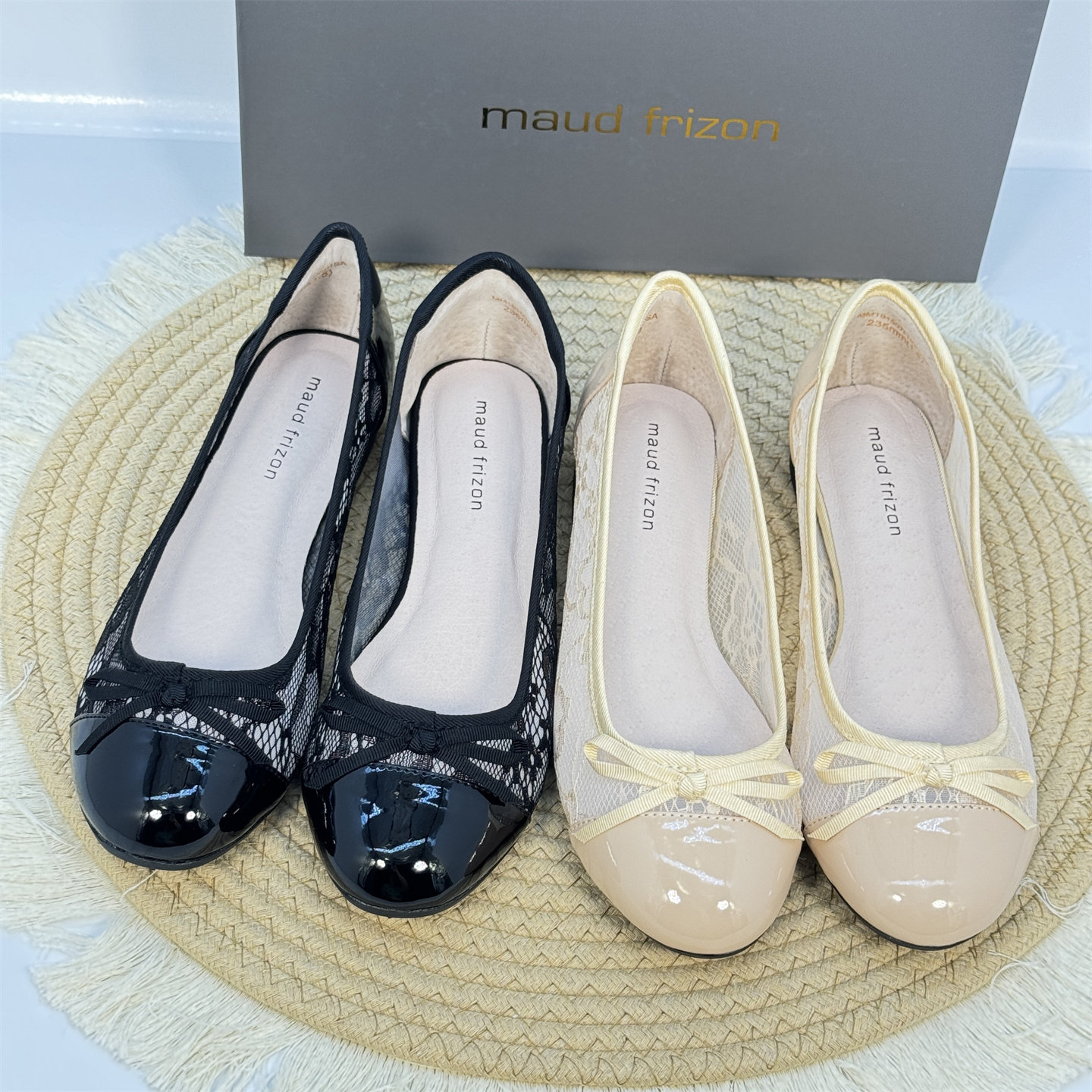 MAUD FRIZON梦飞嫦女鞋蕾丝芭蕾鞋女原单正品漆皮蝴蝶结浅口单鞋