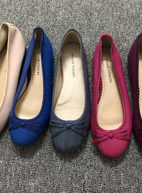 MAUD FRIZON梦飞嫦女鞋原单正品真皮蝴蝶结圆头浅口甜美平底单鞋