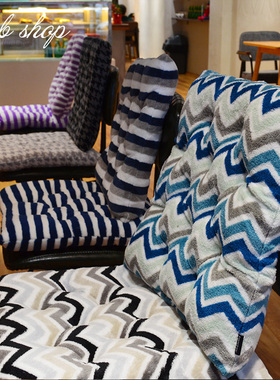 FrancFra**外贸坐垫办公居家座椅垫 休闲垫千鸟格条纹珊瑚绒