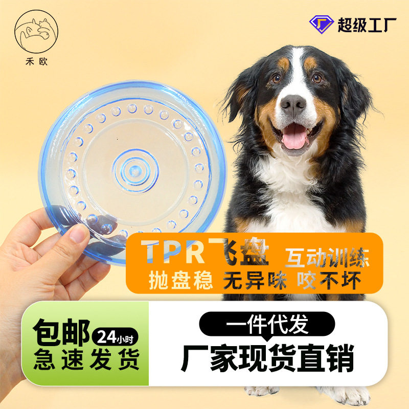 TPR宠物训练飞盘18CM中号互动户外中型犬抛掷狗玩具盘