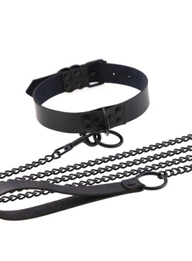 欧美风暗黑个性夸张牵引绳项圈颈圈颈套 另类潮流男女性感O形项圈