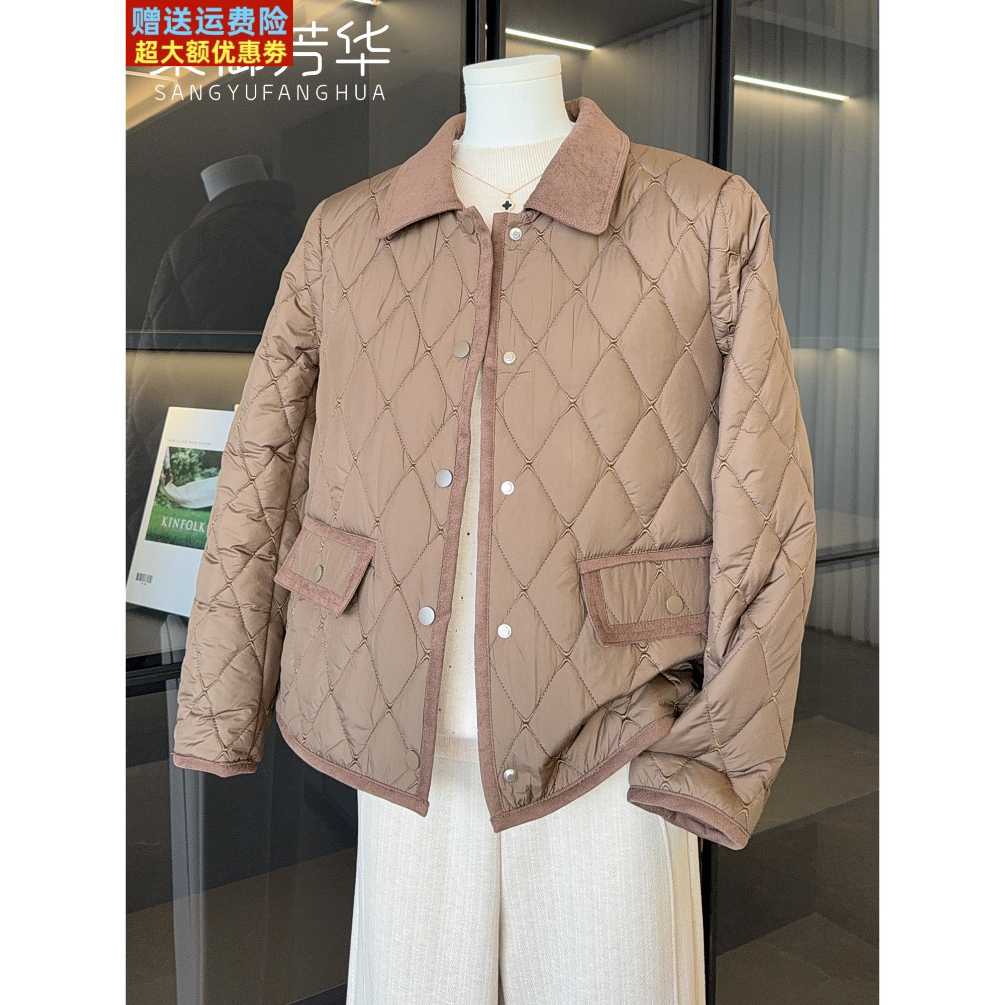 2025新款时尚洋气妈妈秋冬装翻领夹棉短款外套中老年女装轻薄棉服