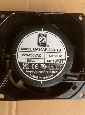 原装全新 ORION FANS OA80AP-22-1 WB/TB 230V 8038 交流散热风机