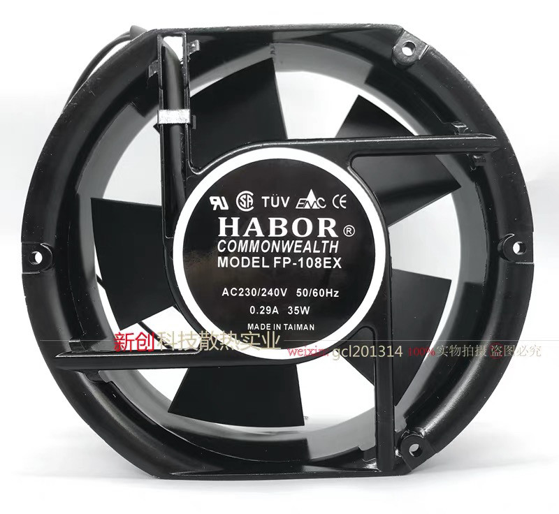 原装HABOR FP-108EX AC230/240V 0.29A 35W 17CM工业机柜轴流风机