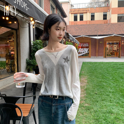 星星提花 凉感纱线 巧妙假两件