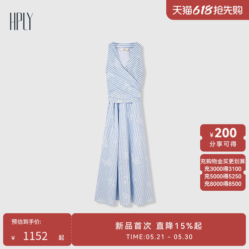 蓝白条纹 飘逸灵动 优雅V领
