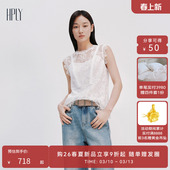 多元 无袖 蕾丝 女蕾丝通勤度假修身 上衣 HPLY荷比俪2025夏新款