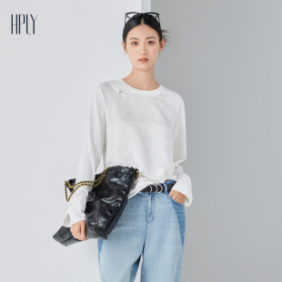 商场同款 提花面料长袖 HPLY荷比俪秋季 女中式 上衣 新款