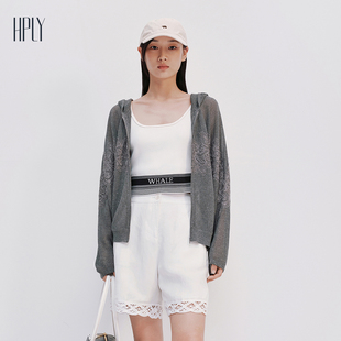女休闲连帽轻松通勤职场针织衫 商场同款 HPLY荷比俪2025夏新款