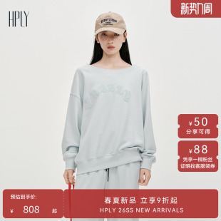 棉露肩字母印花宽松卫衣上衣 HPLY荷比俪2026春新款 商场同款