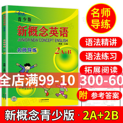 子金传媒 新概念英语青少版2A2B名师导练新概念英语青少版2ab习题大全 课课语法精讲精练拓展阅读新概念英语阅读理解练习新概念2ab