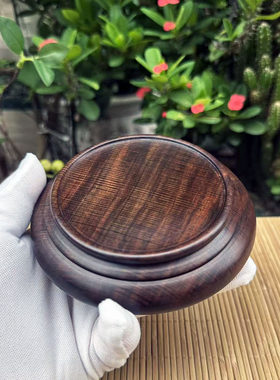 大红酸枝水波纹整木雕花瓶底座12×3交趾黄檀红木平台工艺礼品