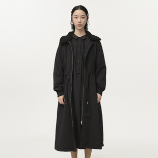 新款 商场同款 MOVEUP幻走2024冬季 外套女 可拆卸毛领收腰长款